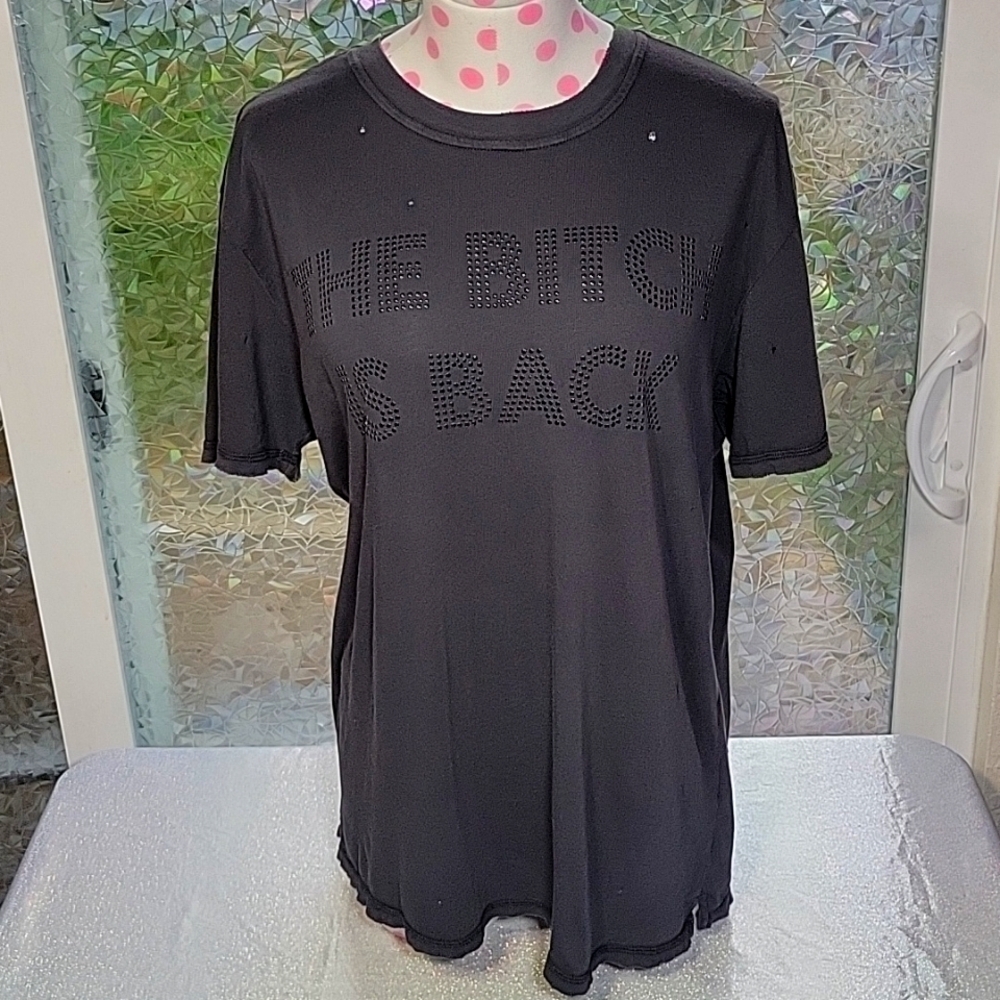RARE HTF Vintage Juicy Couture The B*tch is Back Grey Distressed Oversized Shirt